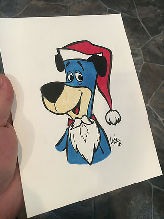 Huckleberry Hound as Santa - Original Drawing