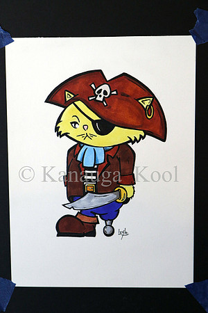 'Shiver Me Whiskers!' The Pirate Cat - Original Drawing